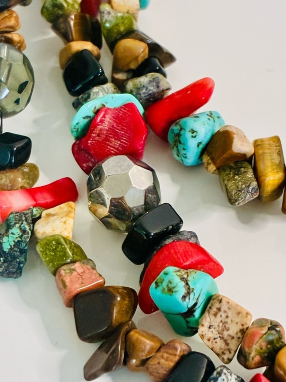 3 Layered Boho Festival Multi-Color Natural Stone Chip Necklace - Women Jewelry